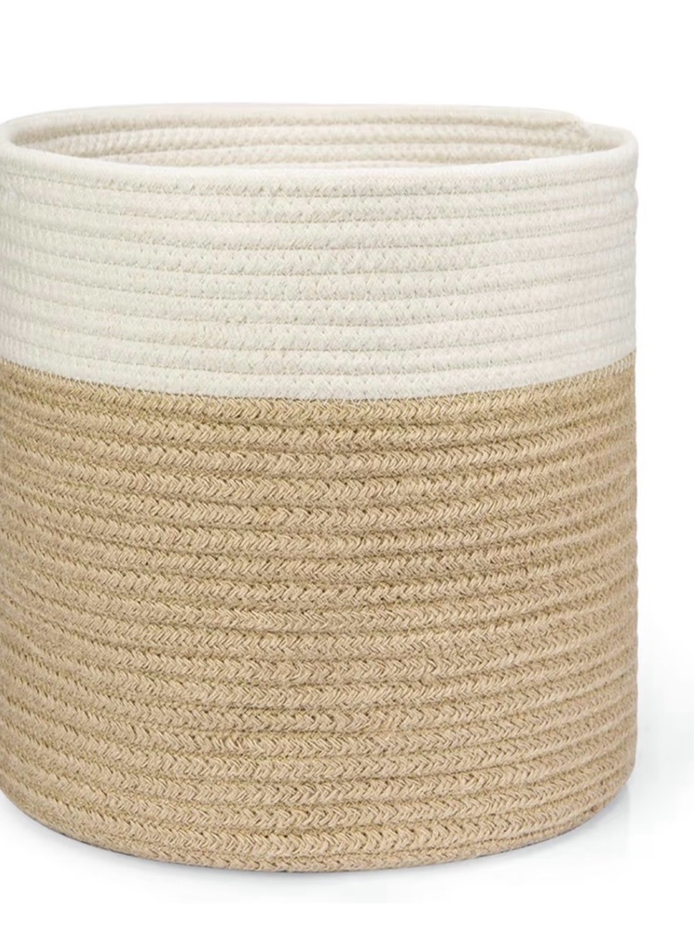 Neutral Two-Tone Rope Storage Basket - White and Natural